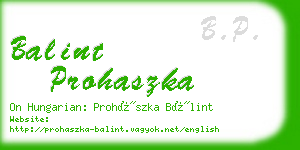 balint prohaszka business card